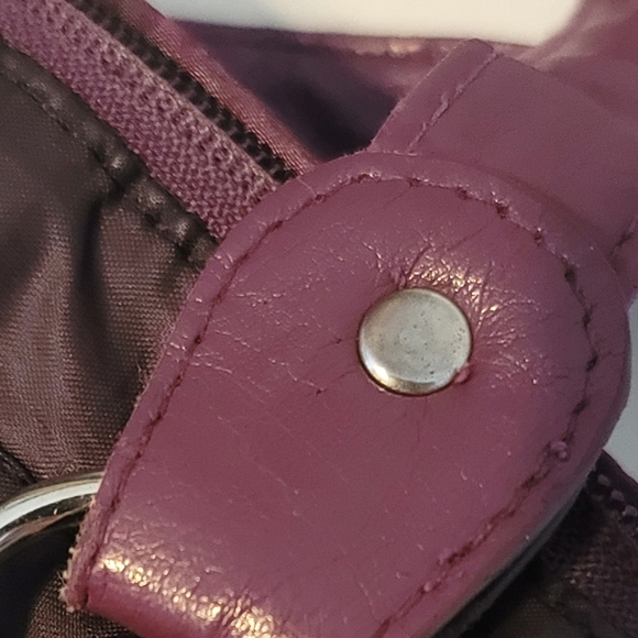 Tally Weijl Ruched Purple Satin and Faux Leather Shoulder Bag - Picture 11 of 12